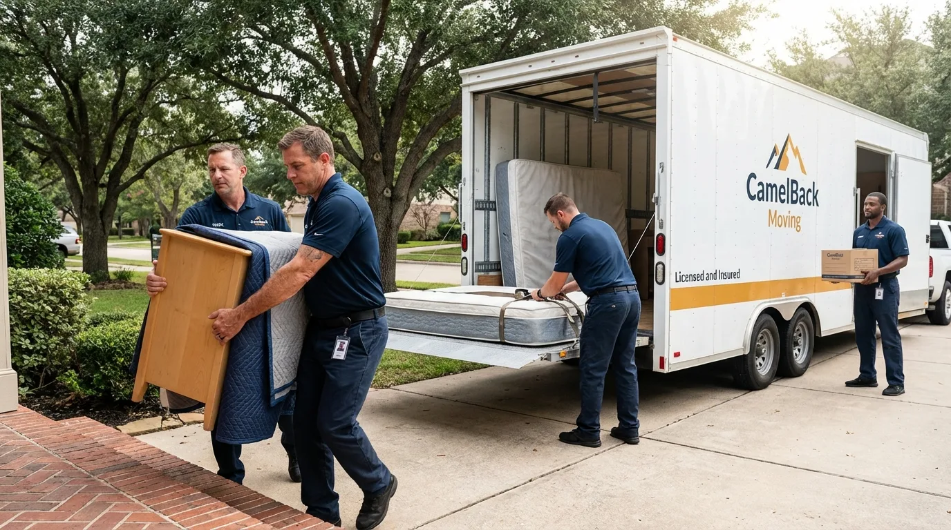 Crew loading residential truck for cross-state move from Stillwater, NY