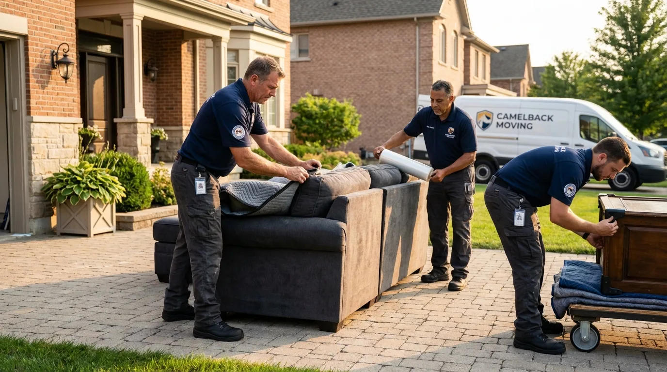 Large estate moving crew wrapping furniture in Stillwater, NY